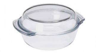 Fuente de vidrio redonda ultrarresistente Pirex